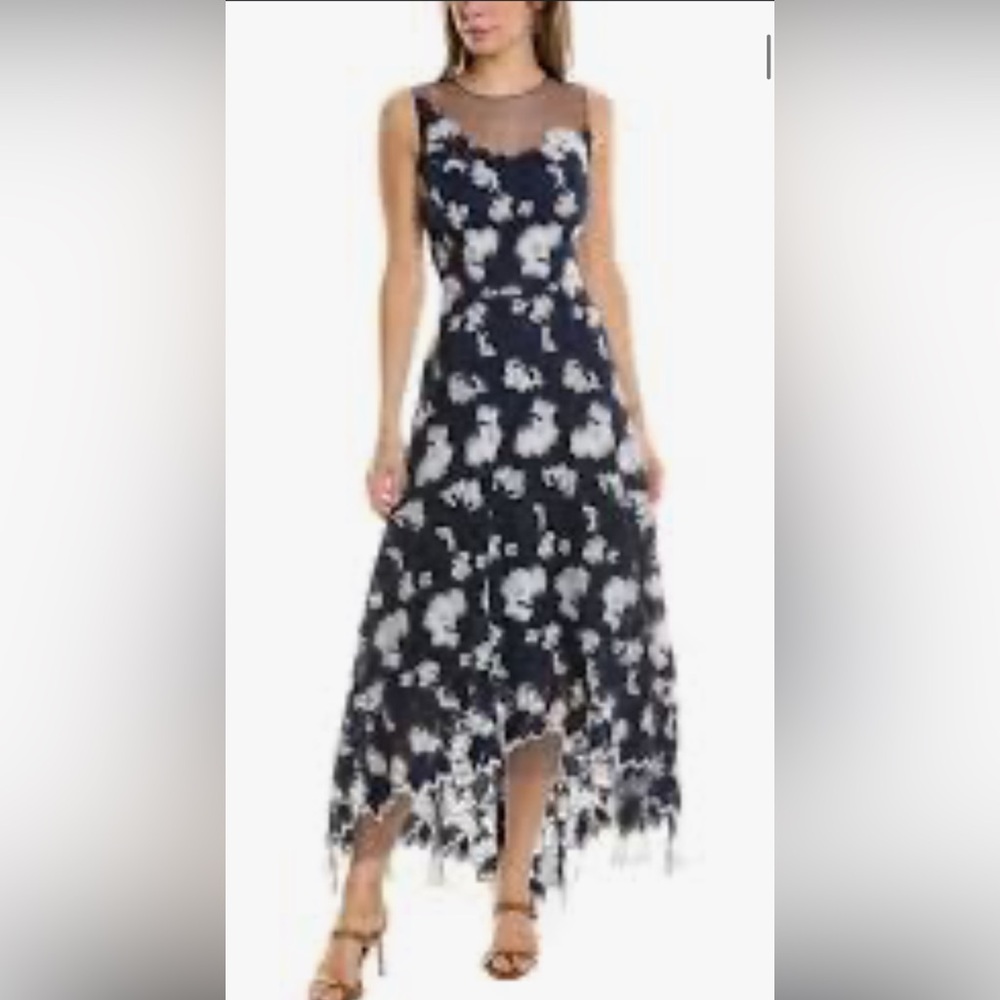 Rickie Freeman for Teri Jon White and Black High Low Dress - NWT
